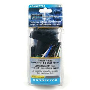 Reese Towpower 85342 4-way Flat to 6-way Round Adapter Trailer Wiring Connector